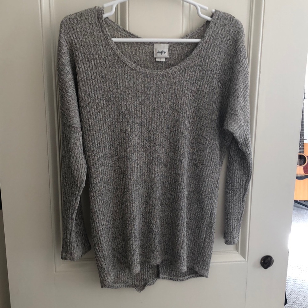 Grey light sweater with button up back
